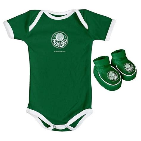 Kit Uniforme de Futebol do Palmeiras para Bebê Body Pantufa Meia