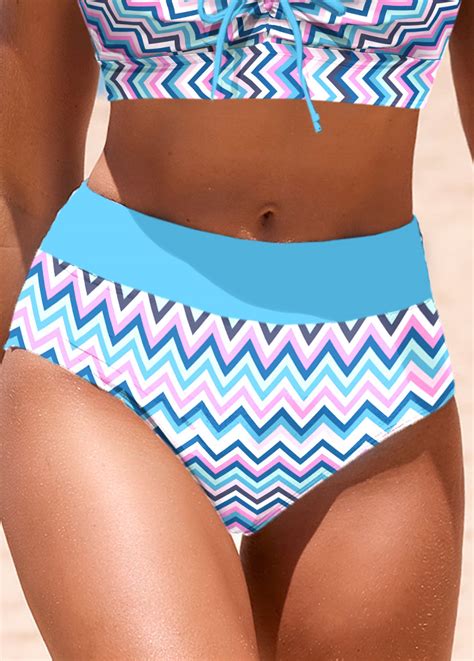 Bowknot Chevron Print Blue Bikini Top Modlily USD 32 98