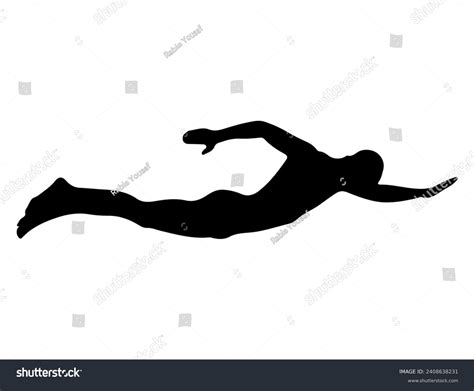 Swimmer Silhouette Vector Art White Background Stock Vector (Royalty ...