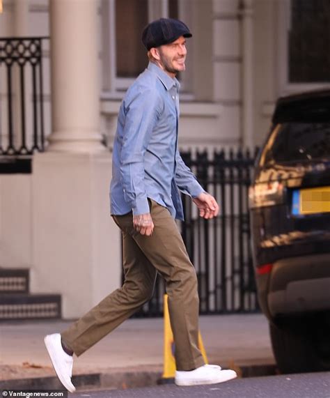 David Beckham Looks Effortlessly Cool In Crisp Blue Shirt As He Enjoys