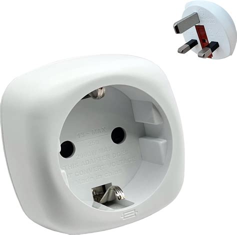 Pipestation European To Uk Plug Adaptor Compact Lightweight Eu To