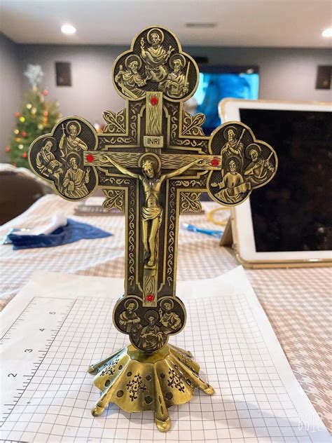 Antique Bronze Inri Catholic Religious Altar Standing Wall Crucifix