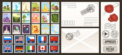 Postage stamps set Royalty Free Vector Image - VectorStock