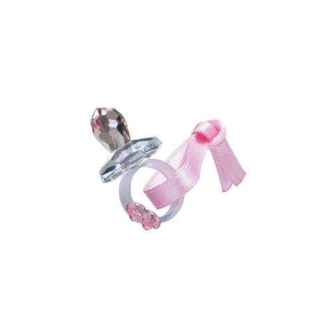 Pink Crystal Pacifier With Pink Ribbon And Hearts By Preciosa Crystal