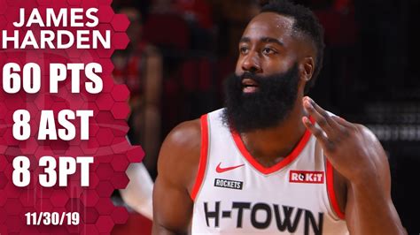 James Harden Scores 60 Points In 31 Minutes For Rockets Vs Hawks 2019 20 Nba Highlights Youtube