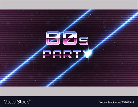 80s party text retro banner template chrome Vector Image