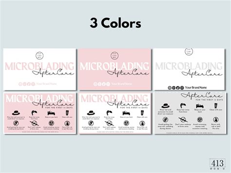 Pmu Microblading After Care Card Template Editable With Canva Brow