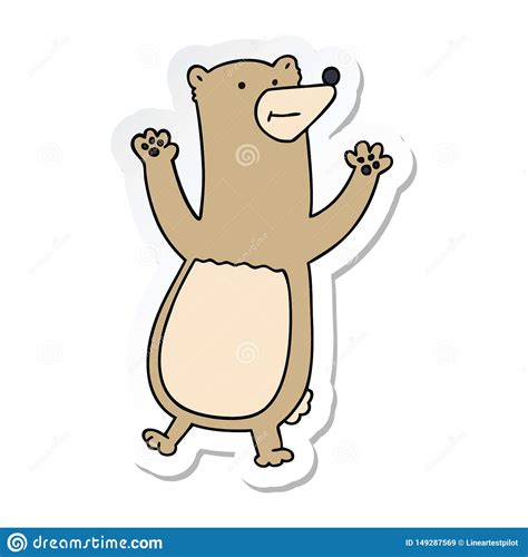 Etiqueta M o Sutil De Um Urso Tirado Dos Desenhos Animados Ilustração