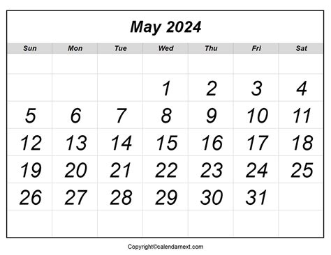 Calendar May 2024 Printable - Printable Online