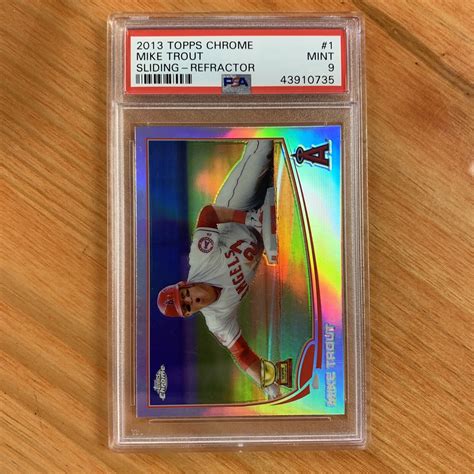 Topps Chrome Baseball Mike Trout Sliding Refractor Psa Ebay