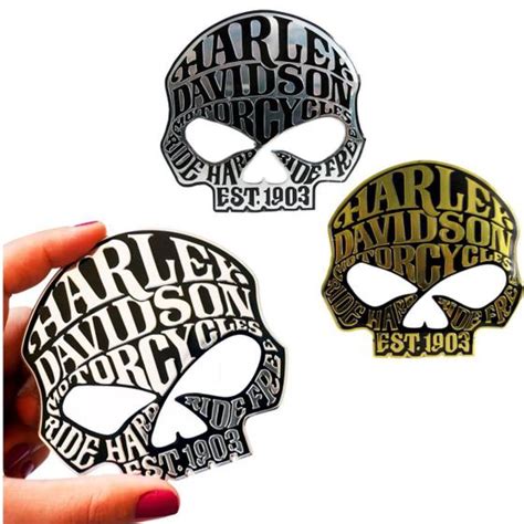 Emblema Moto Em Alum Nio Harley Davidson Emblema Motorcycles Skull Ride