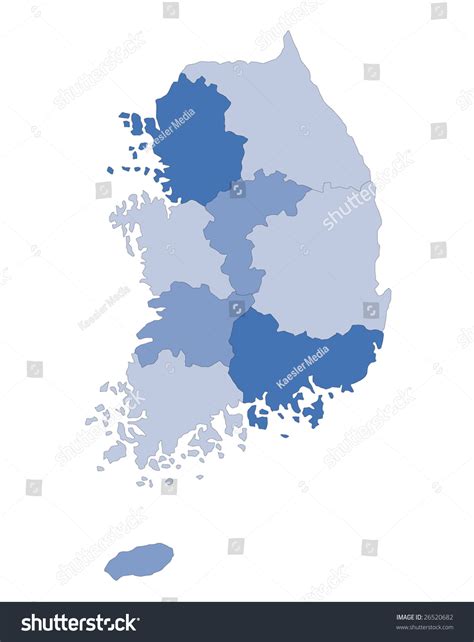 Map South Korea Showing Different Provinces Stock Illustration 26520682 ...