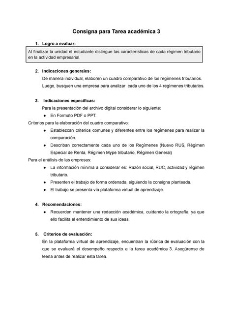 Tarea Acad Mica Indicaciones An Consigna Para Tarea Acad Mica