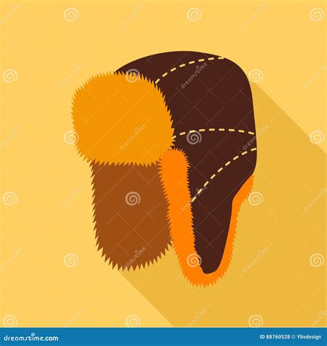 Fur Hat With Ear Flaps Icon Flat Style Stock Vector Illustration Of