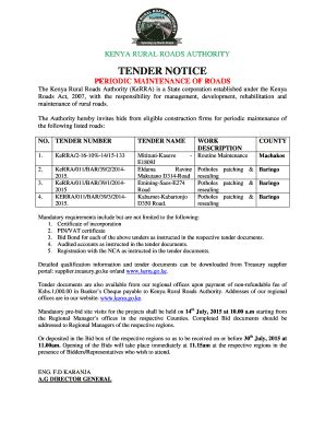 Fillable Online Tenders Kerra Go Tender Notice Tenders KeRRA