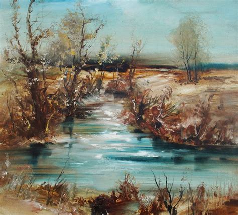 Landscape with trees, oil painting Stock Illustration by ©kvocek #37903753