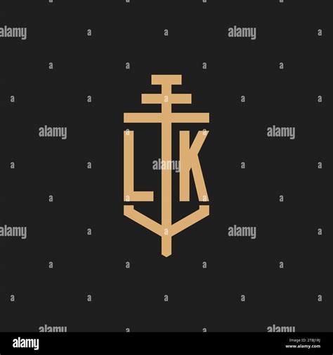 Lk Initial Logo Monogram With Pillar Icon Design Vector Law Firm Logo