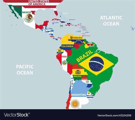 Part Of World Map With Region Of Latin American Vector Image