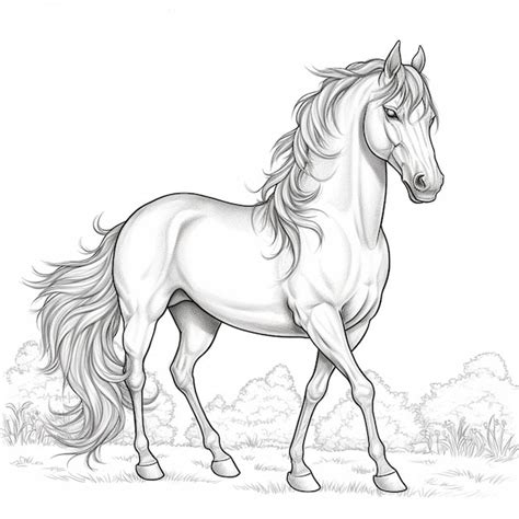 Um Desenho De Um Cavalo Uma Longa Crina E Uma Cauda Generativa Ai