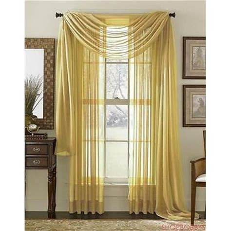 Linda Voile Sheer Solid Window Scarf Gold 55x216