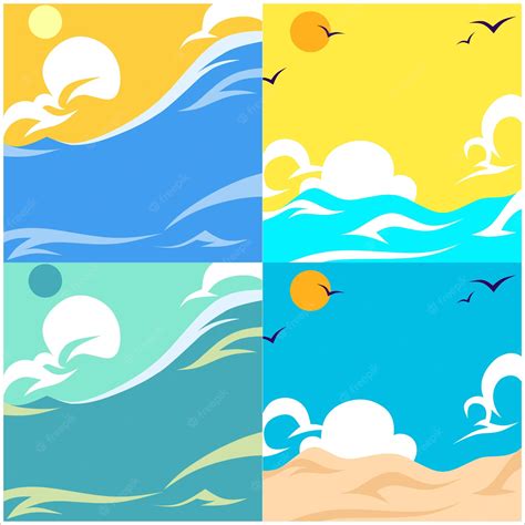 Premium Vector Beach Waves Vector Summer Background