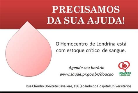 Hemocentro Regional Convoca Doadores De Sangue De Londrina E Regi O O