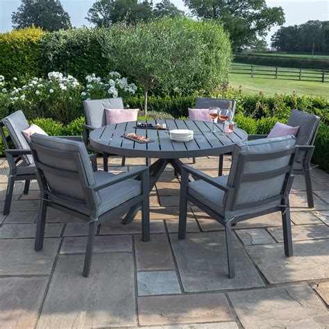 Maze Aluminium New York Seat Round Dining Set Grey The Clearance Zone