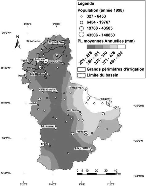 Corrélation entre la population et les précipitations dans la région