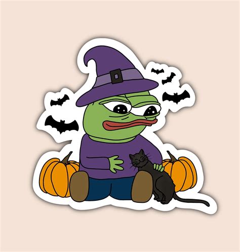 Spooky Pepe Frog Halloween Pepe Frog Sticker Pepe Frog Etsy Finland