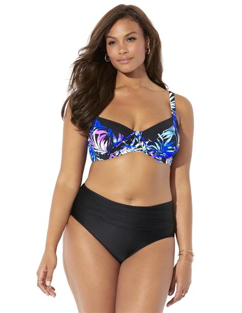 Swimsuits For All Women S Plus Size Captain Underwire Bikini Set With