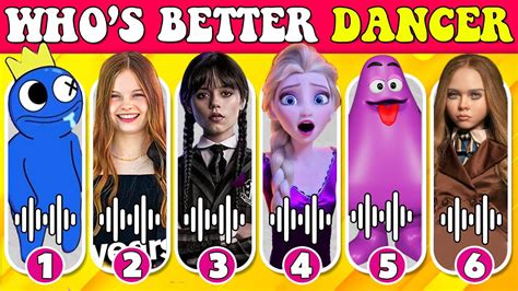 Who Dances Better Grimace Shake Rainbow Friends Wednesday Elsa