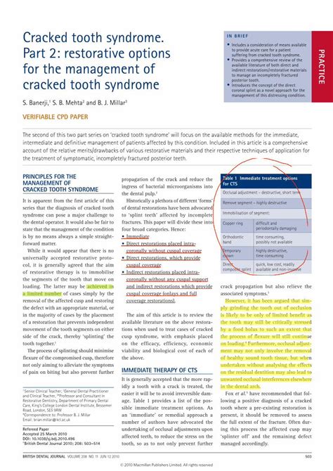 PDF Cracked Tooth Syndrome Part 2 Restorative Options PDFSLIDE NET