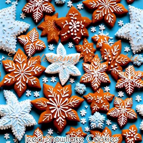 Iced Snowflake Cookies Cotton Lycra Purpleseamstress Fabric