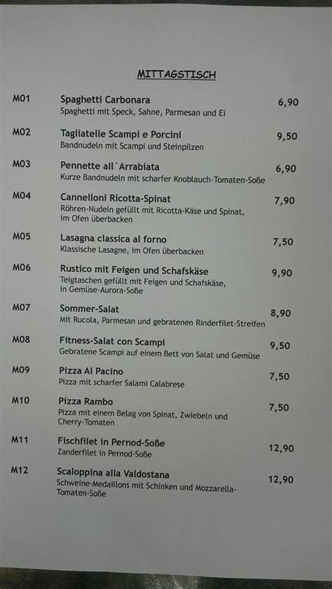 Speisekarte Von Ristorante Da Pippo Pizza Trittau