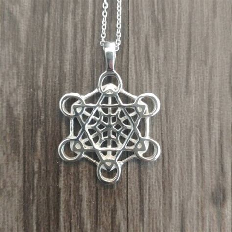 Metatrons Cube Pendant In Sterling Silver Sacred Etsy