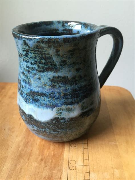 Textured Cobalt Mug With Smoky Merlot And Chun Plum Rings