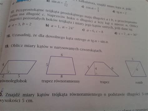 Oblicz Miary K T W Narysowanych Czworok T W Zaliczaj Pl