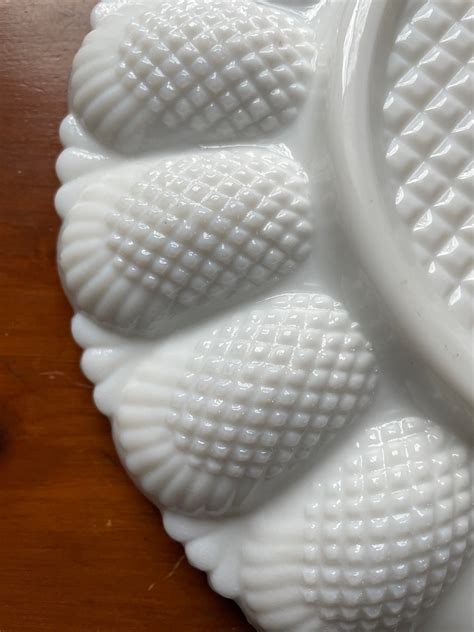 Vintage Le Smith Milk Glass Relish And Egg Plate Etsy