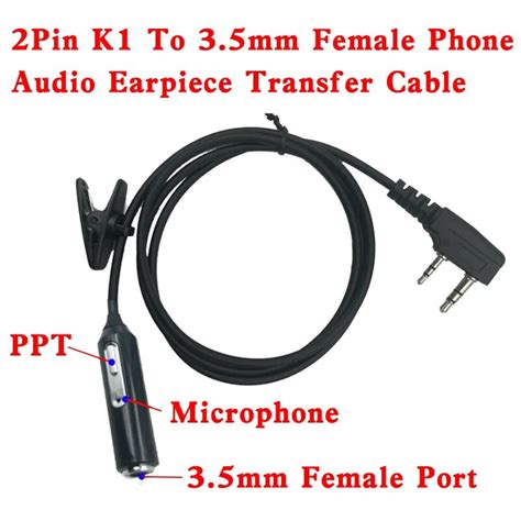 Pin K Head To Mm Female Phone Audio Earpiece Transfer Cable For