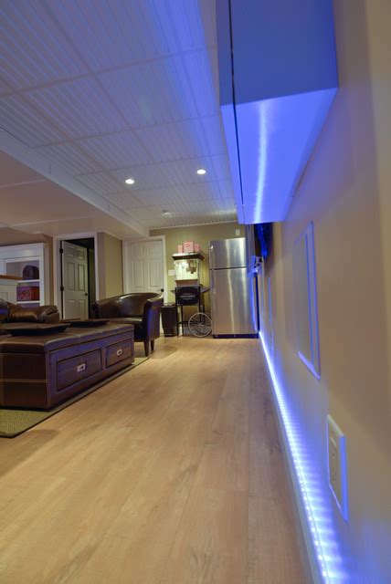 Basement Remodel Led Strip Lights Traditional Basement