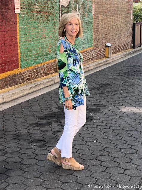 Fashion Over 50 Summer Tunic White Jeans Southern Hospitality