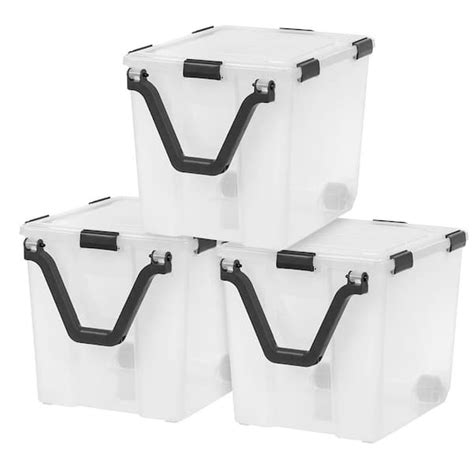 Iris Usa Qt Plastic Storage Bins With Weatherproof Latched Lids