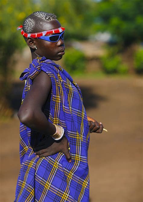 Bodi Tribe Woman With Sunglasses And Headband Hana Mursi Omo Valley