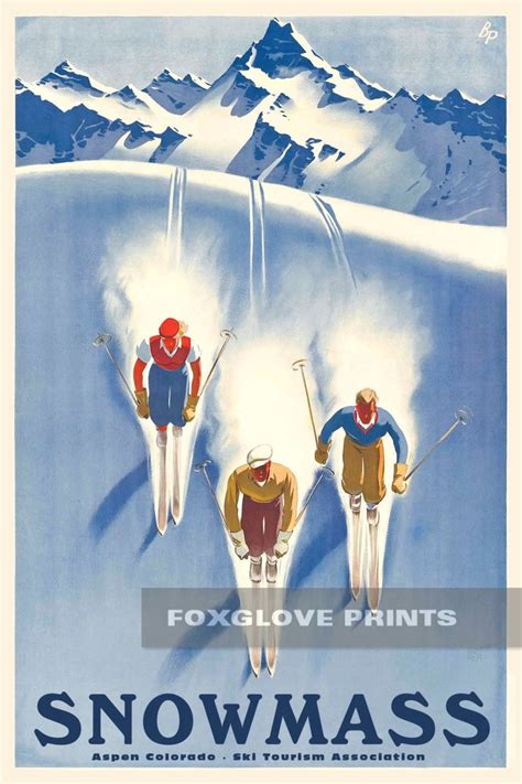 Snowmass Aspen Ski Poster Print Retro Colorado Skiing Poster Etsy