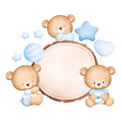 Premium Vector Cute baby teddy bears and wooden board Ideeën voor