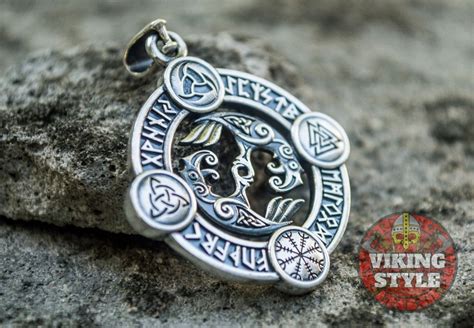 Huginn & Muninn Pendant - Norse Symbols, 925 Silver — VikingStyle