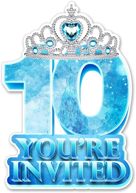 Amazon.com : 20 Ice Queen 10th Birthday Party Invitations with Envelopes Double Sided Winter ...