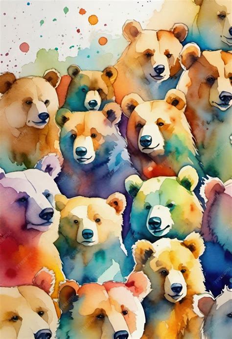 Premium Photo | Cute watercolor bear painting