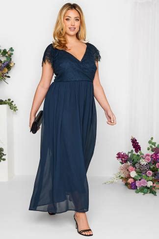 Yours London Plus Size Navy Blue Lace Detail Wrap Maxi Dress Yours