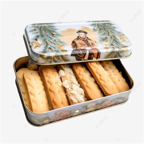 Galletas Navideñas De Mantequilla En Una Caja Festiva De Lata Regalos